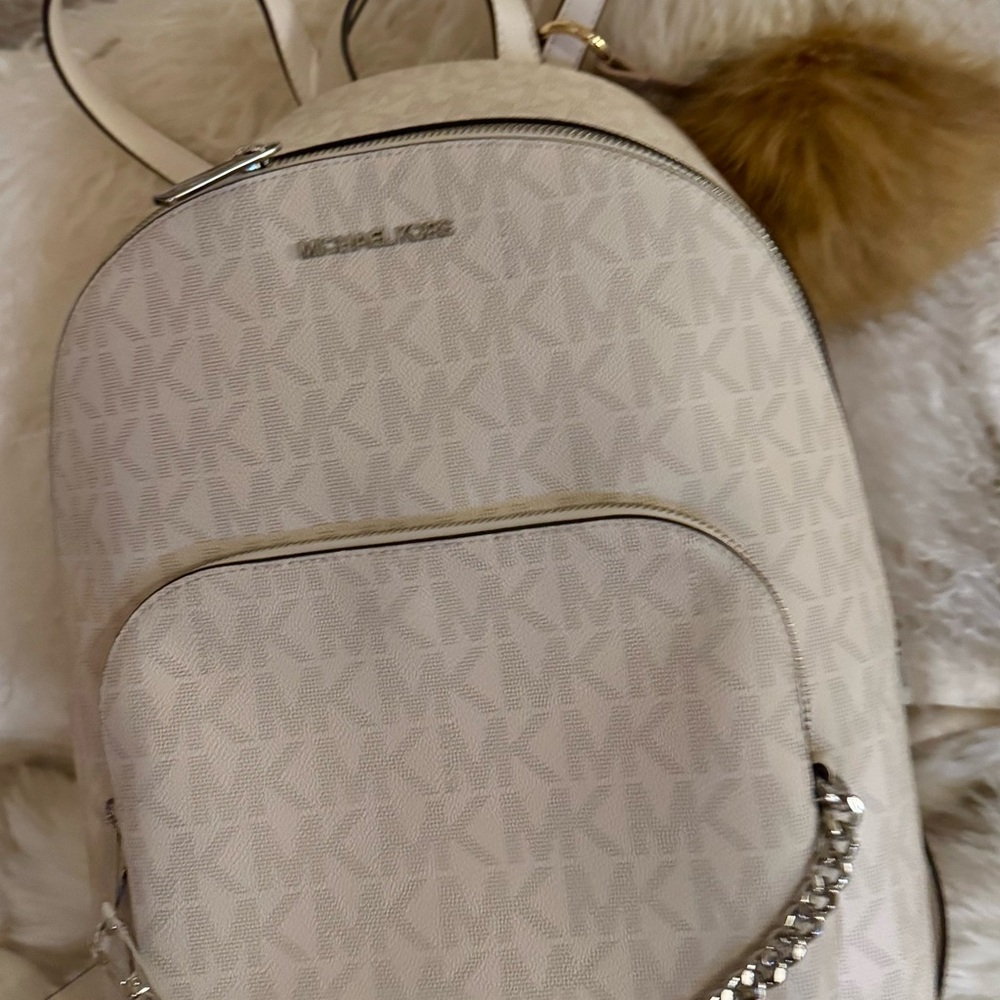 New Michael Kors Cream Logo XL  Backpack - Signature Monogram